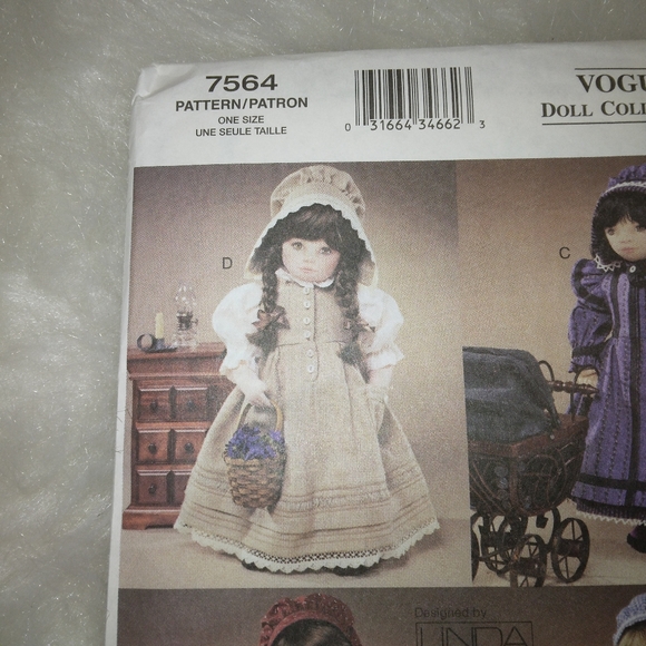 VOGUE 7564 Prairie style clothing for American Girl Doll and 18 inch doll - Picture 2 of 5